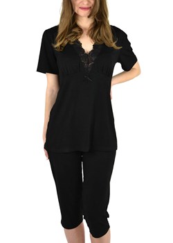 Etna 12012 czarna piżama z krótkim rękawem i spodniami 3/4, Kolor czarny, Rozmiar 2XL, Mediolano ze sklepu Intymna w kategorii Piżamy damskie - zdjęcie 149349838