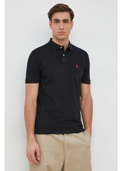 Polo Ralph Lauren polo bawełniane kolor czarny gładki ze sklepu ANSWEAR.com w kategorii T-shirty męskie - zdjęcie 149351617