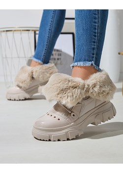 Royalfashion Beżowe damskie sznurowane buty a'la śniegowce Fentes ze sklepu royalfashion.pl w kategorii Śniegowce damskie - zdjęcie 149352676