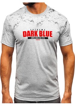Szary bawełniany t-shirt męski z nadrukiem Denley 14725 ze sklepu Denley w kategorii T-shirty męskie - zdjęcie 149355568