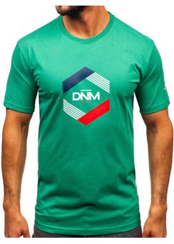 Zielony bawełniany t-shirt męski z nadrukiem Denley 14741 ze sklepu Denley w kategorii T-shirty męskie - zdjęcie 149355578