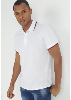 Biała Koszulka Polo z Krótkim Rękawem i Kołnierzykiem Tawni ze sklepu Born2be Odzież w kategorii T-shirty męskie - zdjęcie 149390559