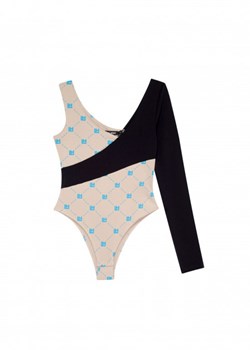 Damskie body asymetryczne LOCAL HEROES MONOGRAM ONE SLEEVE BEIGE BODYSUIIT ze sklepu Sportstylestory.com w kategorii Bluzki damskie - zdjęcie 149396458