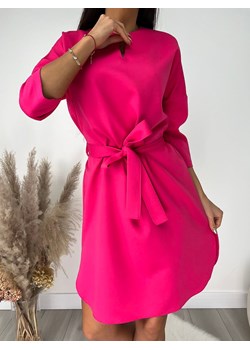 Różowa Sukienka z Paskiem ze sklepu ModnaKiecka.pl w kategorii Sukienki - zdjęcie 149399728