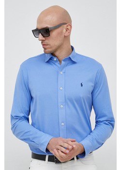 Polo Ralph Lauren koszula bawełniana męska kolor niebieski regular z kołnierzykiem klasycznym ze sklepu ANSWEAR.com w kategorii Koszule męskie - zdjęcie 149404006