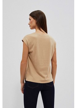 Bawełniana bluzka z nadrukiem ciemny beż ze sklepu Moodo.pl w kategorii Bluzki damskie - zdjęcie 149410017