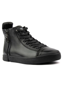 Skórzane sneakersy, trzewiki męskie za kostkę - JOHN DOUBARE M5761-1, czarne ze sklepu ulubioneobuwie w kategorii Trampki męskie - zdjęcie 149468958