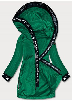 Cienka kurtka damska z ozdobną lamówką zielona (B8145-82) ze sklepu goodlookin.pl w kategorii Parki damskie - zdjęcie 149482516