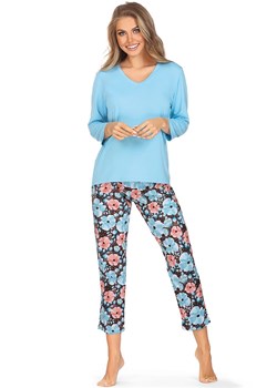 Silvia bawełniana niebieska piżama z długimi rękawami i długimi nogawkami, Kolor niebieski-wzór, Rozmiar S, Wies-MANN ze sklepu Intymna w kategorii Piżamy damskie - zdjęcie 149508527