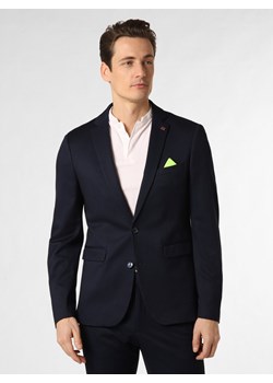 Finshley & Harding London Męska marynarka od garnituru modułowego Mężczyźni Slim Fit granatowy wypukły wzór tkaniny ze sklepu vangraaf w kategorii Marynarki męskie - zdjęcie 149518125