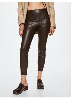 Mango Spodnie z imitacji skóry London 37015129 Brązowy Skinny Fit ze sklepu MODIVO w kategorii Spodnie damskie - zdjęcie 150026637