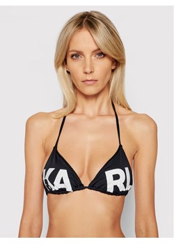 KARL LAGERFELD Góra od bikini Printed Logo KL21WTP05 Czarny ze sklepu MODIVO w kategorii Stroje kąpielowe - zdjęcie 150105437