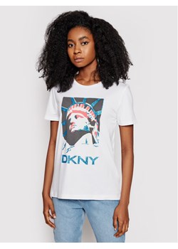 DKNY T-Shirt P0DBFCNA Biały Regular Fit ze sklepu MODIVO w kategorii Bluzki damskie - zdjęcie 150495918