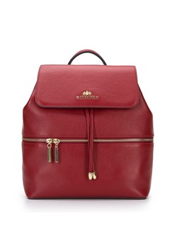 Damski plecak worek skórzany z poziomym suwakiem czerwony ze sklepu WITTCHEN w kategorii Plecaki - zdjęcie 150574579