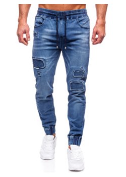Granatowe spodnie jeansowe joggery męskie Denley MP0052-2B ze sklepu Denley w kategorii Jeansy męskie - zdjęcie 150584359