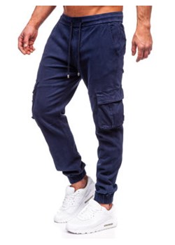 Granatowe spodnie jeansowe joggery bojówki męskie Denley MP0105BS ze sklepu Denley w kategorii Jeansy męskie - zdjęcie 150584366