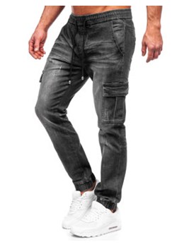 Czarne spodnie jeansowe joggery bojówki męskie Denley MP0130N ze sklepu Denley w kategorii Jeansy męskie - zdjęcie 150584368