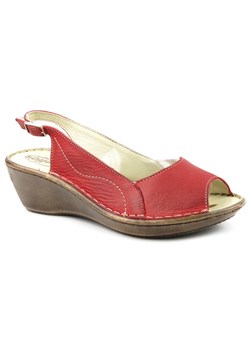 Sandały damskie HELIOS 212, czerwone ze sklepu ulubioneobuwie w kategorii Sandały damskie - zdjęcie 150616577