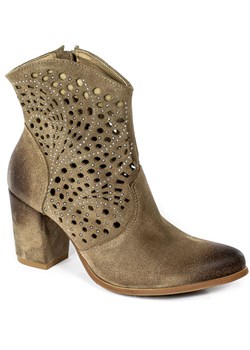 Botki Exquisite 1300 Taupe Welur. ze sklepu EuroButy.com.pl w kategorii Botki - zdjęcie 150623887