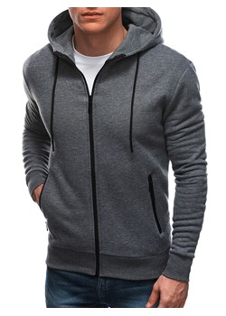 Bluza męska z kapturem 1555B - szara ze sklepu Edoti w kategorii Bluzy męskie - zdjęcie 150628856