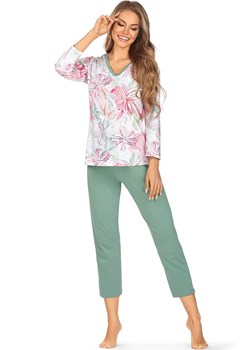 Gala zielona wzorzysta piżama z rękawami 7/8 i nogawkami 7/8, Kolor zielony-wzór, Rozmiar S, Wies-MANN ze sklepu Intymna w kategorii Piżamy damskie - zdjęcie 150641338
