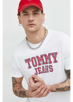 Tommy Jeans t-shirt bawełniany kolor biały z nadrukiem ze sklepu ANSWEAR.com w kategorii T-shirty męskie - zdjęcie 150641925