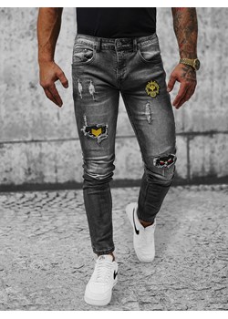 Spodnie jeansowe męskie szare OZONEE NB/MP0167G ze sklepu ozonee.pl w kategorii Jeansy męskie - zdjęcie 150646019
