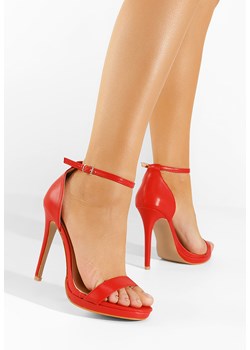 Czerwone sandały na szpilce Marilia ze sklepu Zapatos w kategorii Sandały damskie - zdjęcie 150690758