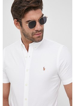 Polo Ralph Lauren koszula bawełniana 710787736003 męska kolor biały slim z kołnierzykiem button-down ze sklepu ANSWEAR.com w kategorii Koszule męskie - zdjęcie 150708055