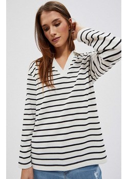 Luźna bluza damska w paski 4011, Kolor biało-czarny, Rozmiar S, Moodo ze sklepu Primodo w kategorii Bluzki damskie - zdjęcie 150787506