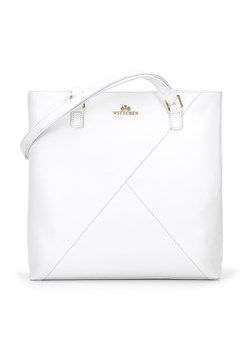 Torebka shopperka skórzana z geometrycznymi przeszyciami biała ze sklepu WITTCHEN w kategorii Torby Shopper bag - zdjęcie 150787688