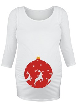 Odzież ciążowa - Weihnachtskugel - Longsleeve - biały ze sklepu EMP w kategorii Bluzki ciążowe - zdjęcie 150798507
