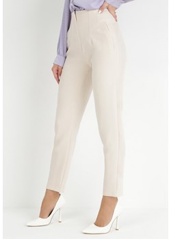 Jasnobeżowe Spodnie Cygaretki z Imitacją Kieszeni Anilnig ze sklepu Born2be Odzież w kategorii Spodnie damskie - zdjęcie 150830297