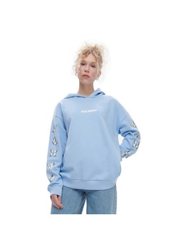 Cropp - Niebieska bluza z kapturem i nadrukami - Niebieski ze sklepu Cropp w kategorii Bluzy damskie - zdjęcie 150845475