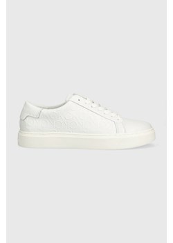 Calvin Klein sneakersy skórzane LOW TOP LACE UP MONO HF kolor biały HM0HM01068 ze sklepu ANSWEAR.com w kategorii Buty sportowe męskie - zdjęcie 150854488