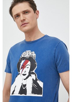 Guess t-shirt bawełniany x Banksy kolor niebieski wzorzysty ze sklepu ANSWEAR.com w kategorii T-shirty męskie - zdjęcie 150855375