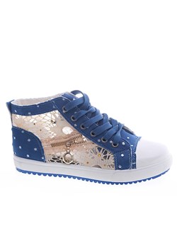 Sznurowane ażurowe trampki damskie Granatowe /D5-2 13278 S190/ ze sklepu Pantofelek24.pl w kategorii Trampki damskie - zdjęcie 150883407