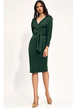 Kopertowa dopasowana sukienka w kolorze zielonym s210, Kolor zielony, Rozmiar 34/36, Nife ze sklepu Primodo w kategorii Sukienki - zdjęcie 150892167