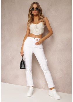 Białe Spodnie Bojówki z Wysokim Stanem Margeret ze sklepu Renee odzież w kategorii Spodnie damskie - zdjęcie 150897487