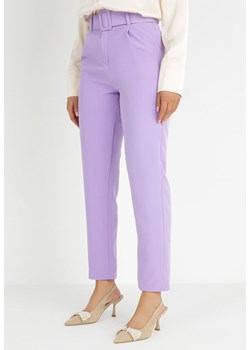 Fioletowe Spodnie Garniturowe z Paskiem Nemez ze sklepu Born2be Odzież w kategorii Spodnie damskie - zdjęcie 150897615