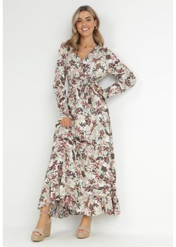 Jasnozielona Sukienka Maxi z Gumką w Pasie i Falbanką na Dole Bexli ze sklepu Born2be Odzież w kategorii Sukienki - zdjęcie 150903399