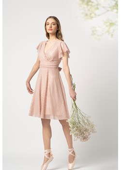 Różowa sukienka błysk romby z kokardą z tyłu Evelyn ze sklepu Lidia Kalita w kategorii Sukienki - zdjęcie 150911508
