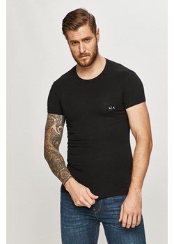 Armani Exchange t-shirt 2-pack męski kolor czarny gładki 956005 CC282 NOS ze sklepu ANSWEAR.com w kategorii T-shirty męskie - zdjęcie 150918116