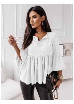 Koszulowa bluzka damska  - EVERYDAY - biała ze sklepu magmac.pl w kategorii Bluzki damskie - zdjęcie 150928635