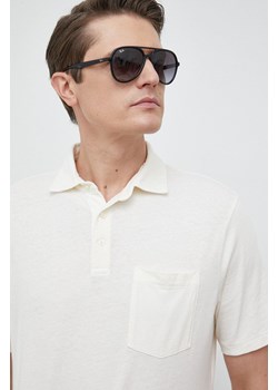 Polo Ralph Lauren polo z domieszką lnu kolor beżowy gładki ze sklepu ANSWEAR.com w kategorii T-shirty męskie - zdjęcie 150934086