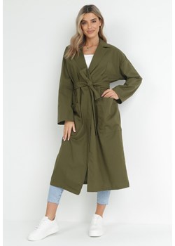 Zielony Płaszcz Oversize z Wiązanym Paskiem Ziyanna ze sklepu Born2be Odzież w kategorii Płaszcze damskie - zdjęcie 150934617