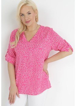 Różowa Bluzka z Rękawem 3/4 i Wycięciem na Plecach Enzley ze sklepu Born2be Odzież w kategorii Bluzki damskie - zdjęcie 151036796