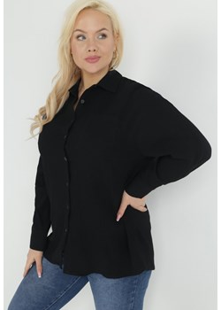 Czarna Koszula z Bawełny na Guziki Trasov ze sklepu Born2be Odzież w kategorii Koszule damskie - zdjęcie 151046205