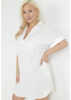 Biała Bawełniana Sukienka Pudełkowa z Kołnierzykiem Aillia ze sklepu Born2be Odzież w kategorii Sukienki - zdjęcie 151049987