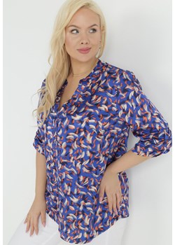 Granatowa Bluzka z Trójkątnym Dekoltem na Guziki Naolia ze sklepu Born2be Odzież w kategorii Bluzki damskie - zdjęcie 151050017